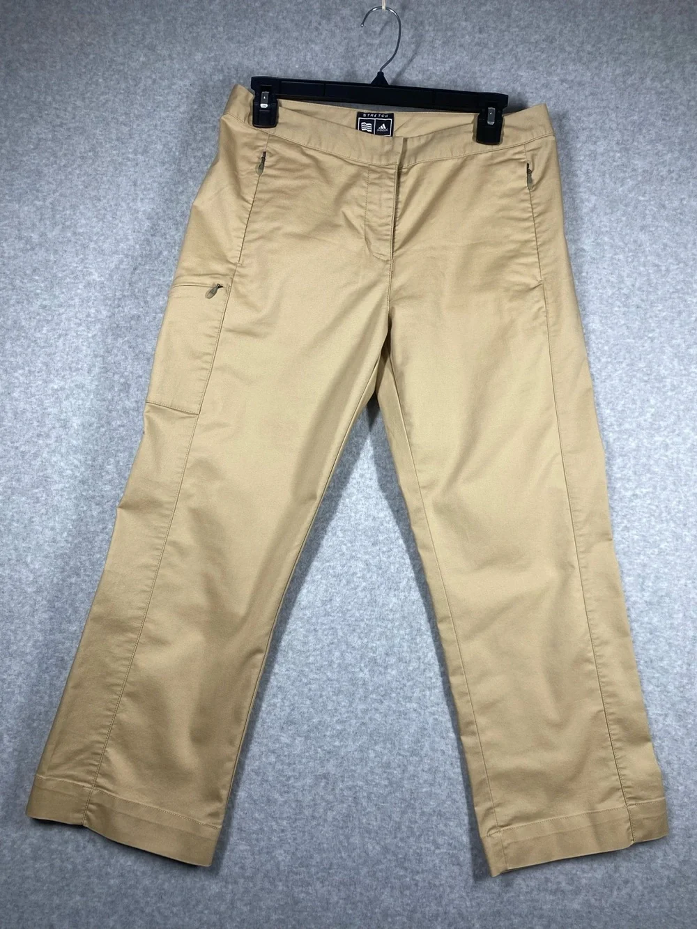 Adidas sports pants women’s size 4 khaki stretch pockets with zipper outdoors